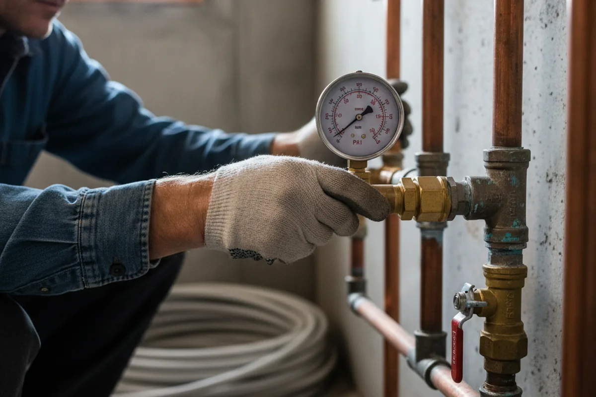 Pressure testing a repaired line during Water Line Repair in Durant